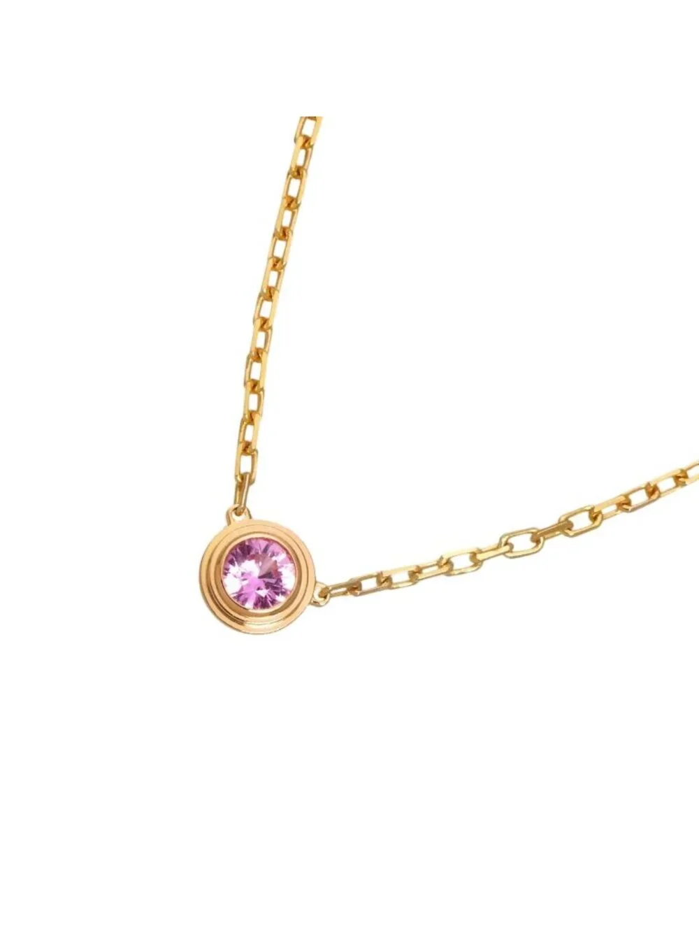 Cartier Damour Pink Sapphire Necklace 41 18K PG 750 Diamants Legers D Amour